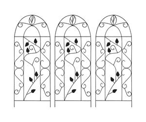 3x Plant Climbing Rack Black Iron Vine Stand Pant Holder Leaf/Flower vidaXL