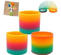 3x Plastic Magic Rainbow Spring Coil Toy for Kids 6x7cm, Sensory Slinky Fidget Toy for Boys Girls, Party Bag Fillers, Stocking Stuffers, Birthday Easter Age 3+