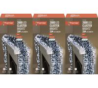 3x Premier 2000 LED Cluster Indoor Outdoor Action Christmas Tree Lights - WHITE