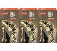 3x Premier 2000 LED Cluster Indoor Outdoor Christmas Tree Light Timer WARM WHITE