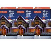 3x Premier 2000 LED Cluster Indoor Outdoor Christmas Tree Lights Timer - RAINBOW