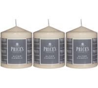 3x Price’s Altar Pillar Church Candle Large Round 50 Hour Ivory - 100mm x 80mm