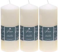 3x Price’s Altar Pillar Church Candle Large Round 50 Hour Ivory - 200mm x 80mm
