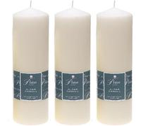 3x Price’s Altar Pillar Church Candle Large Round 50 Hour Ivory - 250mm x 80mm