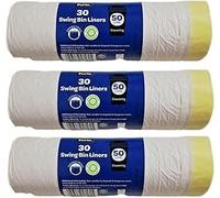 3x Pǖriō - Lidl | 30 Swing Bin Liners | 50 Litres | Drawstring Bag | 76cm x 63cm | Three Pack