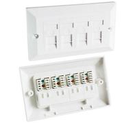 3x Quad CAT5e Data Wall Outlet Face Plate 4 Port RJ45 Ethernet Network Socket