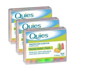 3x Quies Soft Foam Ear Protection Plugs 35dB - 6 Pairs Per Pack
