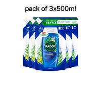 3x Radox Mineral Therapy 2-in-1 Shower Gel & Shampoo Refill Pouch Feel Awak