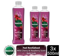 Radox Mineral Therapy Feel Revitalised Bath Soak uniquely blended with minerals, herbs and a wild cherry & raspberry scent for a soothing bubble bath 500 ml