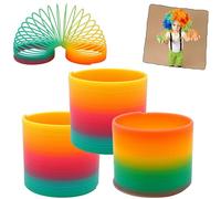 3x Rainbow Magic Spring Coil Toys, 6x7cm Plastic Slinky Fidget Party Favours, Kids Birthday Gifts, Stress Relief Sensory Toy for Ages 3+