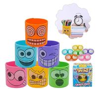 3x Random Crazy Face Magic Spring Toys, Party Bag Fillers Fun Fidget Stress Relief Toys, Plastic Coil Springy Fun for Kids, Christmas Presents for Kids Party Prizes Birthday Gifts Size 6.5cm