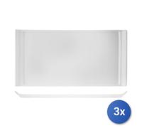 3X Rectangular Trays In White Porcelain 28X15 Cm H&H