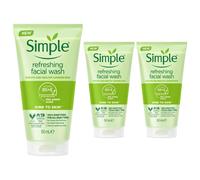 (3x Refreshing) 6 Pack of 150ml, Simple Protect & Glow Express Glow Clay Polish Face Wash