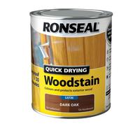 3x Ronseal Quick Drying Woodstain Paint Satin Finish Dark Oak 750ml (15.23/Unit)