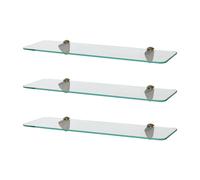 3x Rounded Glass Bathroom Shower Storage Shelves - 50cm Harbour Housewares Gold One Size
