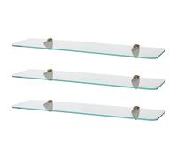3x Rounded Glass Bathroom Shower Storage Shelves - 60cm Harbour Housewares Gold One Size