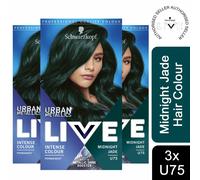 3x Schwarzkopf Live Urban Metallics Permanent Hair Dye, U75 Midnight Jade