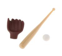 3x /Set 1/12 Dollhouse Mini Baseball Bat Glove & Ball Model Game Ornaments