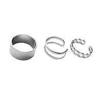 3X/Set Silver For Steel Opening Adjustable Double Layered Stacking Finger Female Jewe Silver Band Rings For Women