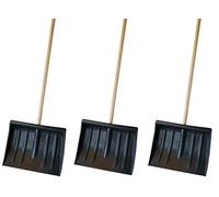 3x Shovel 1.2m Snow Pusher Scooper Mucking Out Garden Car Spade Winter Metal 120cm Steel Digging Building Patio Durable Strong Heavy Duty