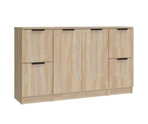 3x Sideboards Engineered Wood Cabinet Home Organiser Multi Colours vidaXL