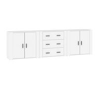 vidaXL Sideboards 3 pcs White Engineered Wood, White