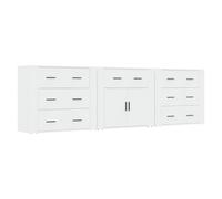 vidaXL 2 Door 7 Drawer White Sideboard 3 Piece - Size: 70 x 240 x 33cm - Wilko