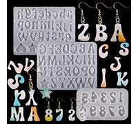 3X Silicone Letters Alphabet Numbers Keychain Resin Epoxy Mold, Crystal Jewelry Earring Pendant Casting Mould Cupcake Topper Decor Chocolate Making Molds DIY Handmade Craft