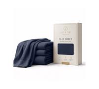 (3X Single, Navy Blue) Luxor Flat Bed Sheet | 100% Egyptian Cotton Soft Flat Sheets in all Sizes UK | 3 Pack Value Bundle