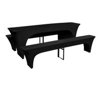 3x Slipcovers for Beer Table and Benches Stretch Black 220x70x80cm Cover vidaXL