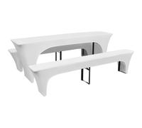 3x Slipcovers for Beer Table Benches Stretch White 220x50x80cm Cover vidaXL