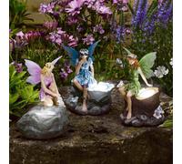 3x Solar Fairy Lights Garden Ornaments Pixie LED Spotlights Nymph Figures Decor