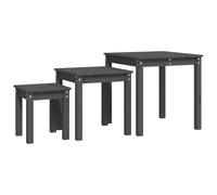 (brown) vidaXL 3x Solid Wood Pine Nesting Tables Stackable Nesting Stand Multi Colours
