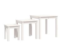 3x Solid Wood Pine Nesting Tables Stackable Nesting Stand Multi Colours vidaXL