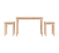 (brown) vidaXL 3x Solid Wood Pine Nesting Tables Stackable Nesting Stand Multi Colours