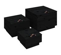 3x Solid Wood Pine Storage Boxes with Lids Tool Chest Multi Colours vidaXL