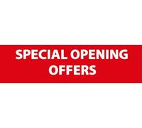 3x Special Opening Offers Poster 120 x 40cm - Horizontal Store Sign for Grand Opening Promotions | Bold Red Retail Window Display | Durable & Easy to Hang for Shops, Boutiques, Pop-Ups & Storefronts