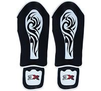 3X Sports Kids Muay Thai Shin Instep Guards - Durable Foot Protector, Lightweight Padding, Adjustable Straps, Shock Absorbing Foam, Easy Fit Sparring Training Gear, BJJ Karate Boxing Taekwondo