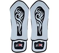 3X Sports Kids Muay Thai Shin Instep Guards - Durable Foot Protector, Lightweight Padding, Adjustable Straps, Shock Absorbing Foam, Easy Fit Sparring Training Gear, BJJ Karate Boxing Taekwondo