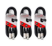 3x StageCore 3M XLR Black Cable Lead 3 Pin DJ Disco Microphone Lead