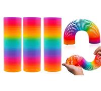 3x Super Long Rainbow Magic Spring Toy 15cm Large Slinky Coil Set Sensory Fidget Toys for Kids Adults Stretchy Walking Spring Stress Relief Party Bag Fillers Birthday Gift Set