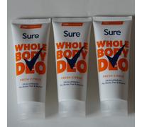 Sure Whole Body Deo Deodorant x3 Women 72hr Cream 75ml Fresh Citrus 0% Aluminium