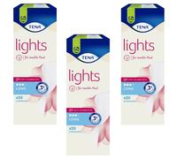 3x Tena Lights 20 Piece Panty Liners for Sensitive Skin 0% Perfume And Dyes