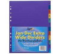 3X Tiger MONTHLY JAN-DEC STRONG FILING SUBJECT DIVIDERS Tabbed Ringbinder Folder Indexing Sheets