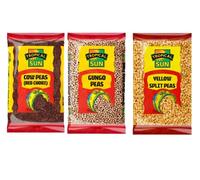 3X Tropical Sun Cow Peas, Yellow Split Peas & Gungo Peas 500 Grams
