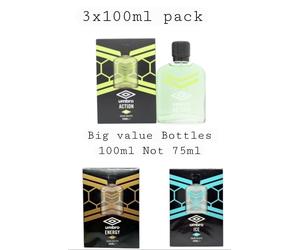 3X UMBRO EAU DE TOILETTE, ICE,ACTION & ENERGY pack Of 3x100ml