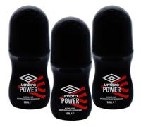 3x Umbro Power Antiperspirant Roll-on Deodorant - 50ml - (With A Free Fridge Magnet)