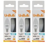 3X Unibulb Led Candle E14 (Ses) 470Lm 4.2W 6500K (Daylight) Light Bulb - Pack Of 1