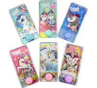 3x Unicorn Handheld Water Ring Toss Game 14cm, Retro Aqua Toy Console for Kids, Stress Relief Travel Game, Classic Party Favour, Fun Stocking Stuffer Gift for Boys & Girls