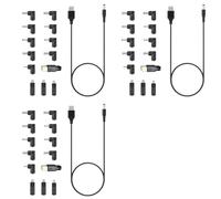 3X USB to DC Power Cable Universal USB to DC Jack Charging Cable Power Cord with 39 Interchangeable Plug Connectors